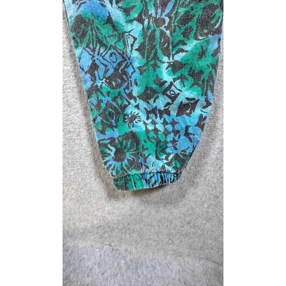 Vintage Mix Activewear Mens Floral Print Joggers Blue Teal Cotton Made in USA M